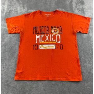 Caribbean‎ Side Riviera Maya Mexico Orange Graphic Tee Shirt Womens Large 1970